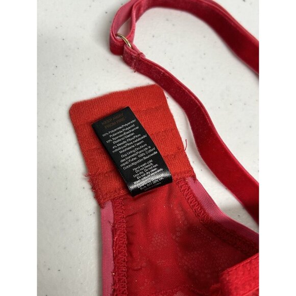 Lovehoney Lingerie Red Lace Velvet Strappy Front Back Close Underwire Bra L - Picture 8 of 11